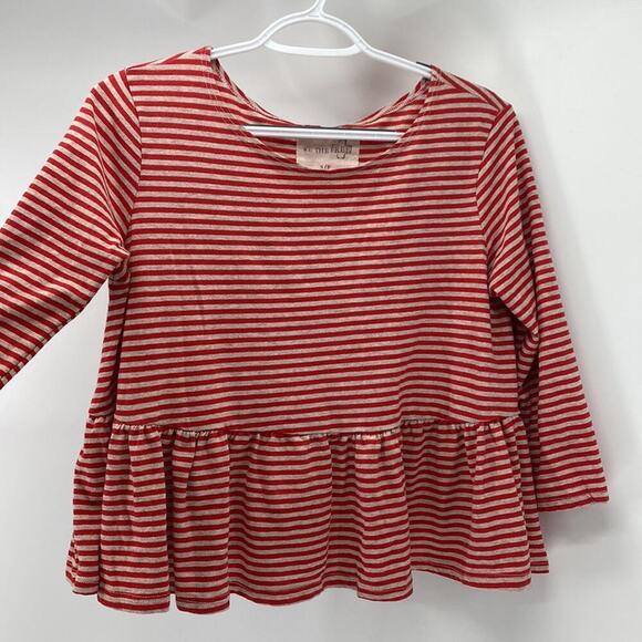 We The Free red striped tan peplum boxy shirt bohemian Gypsy hippie casual - Picture 5 of 7